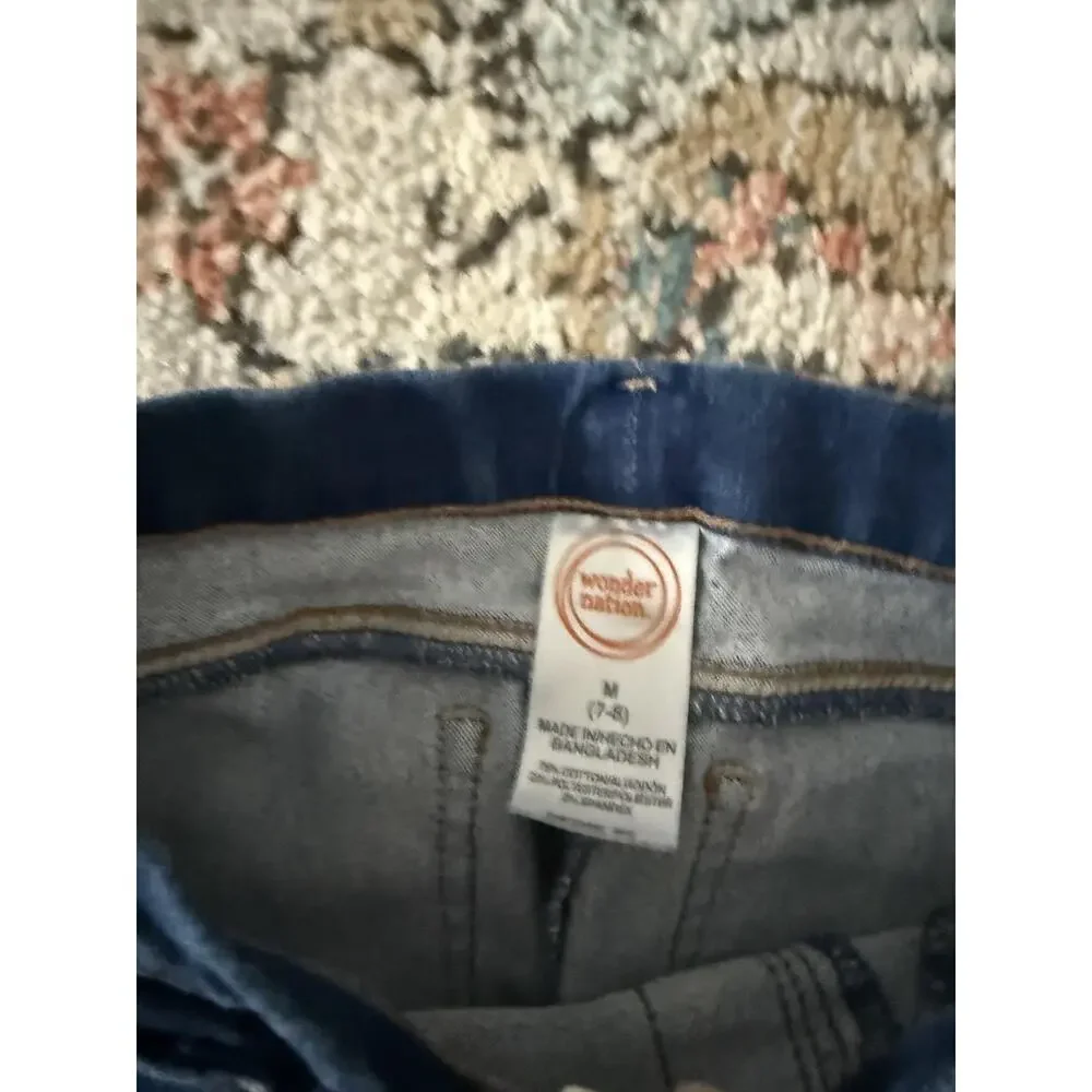 Wonder Nation Jegging Jeans Youth Medium 7-8 Distressed Stretch‎ Denim Lot